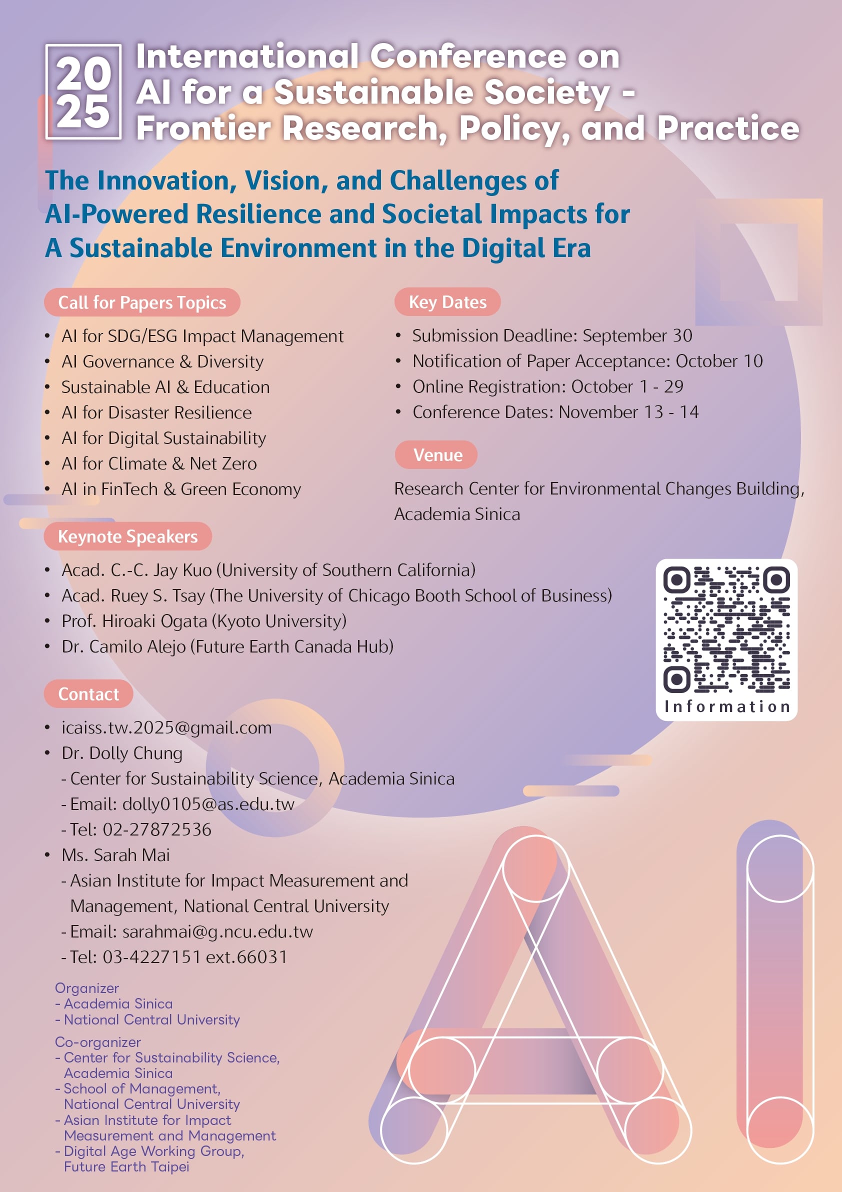ICAISS 2025 官方海報:AI for a Sustainable Society